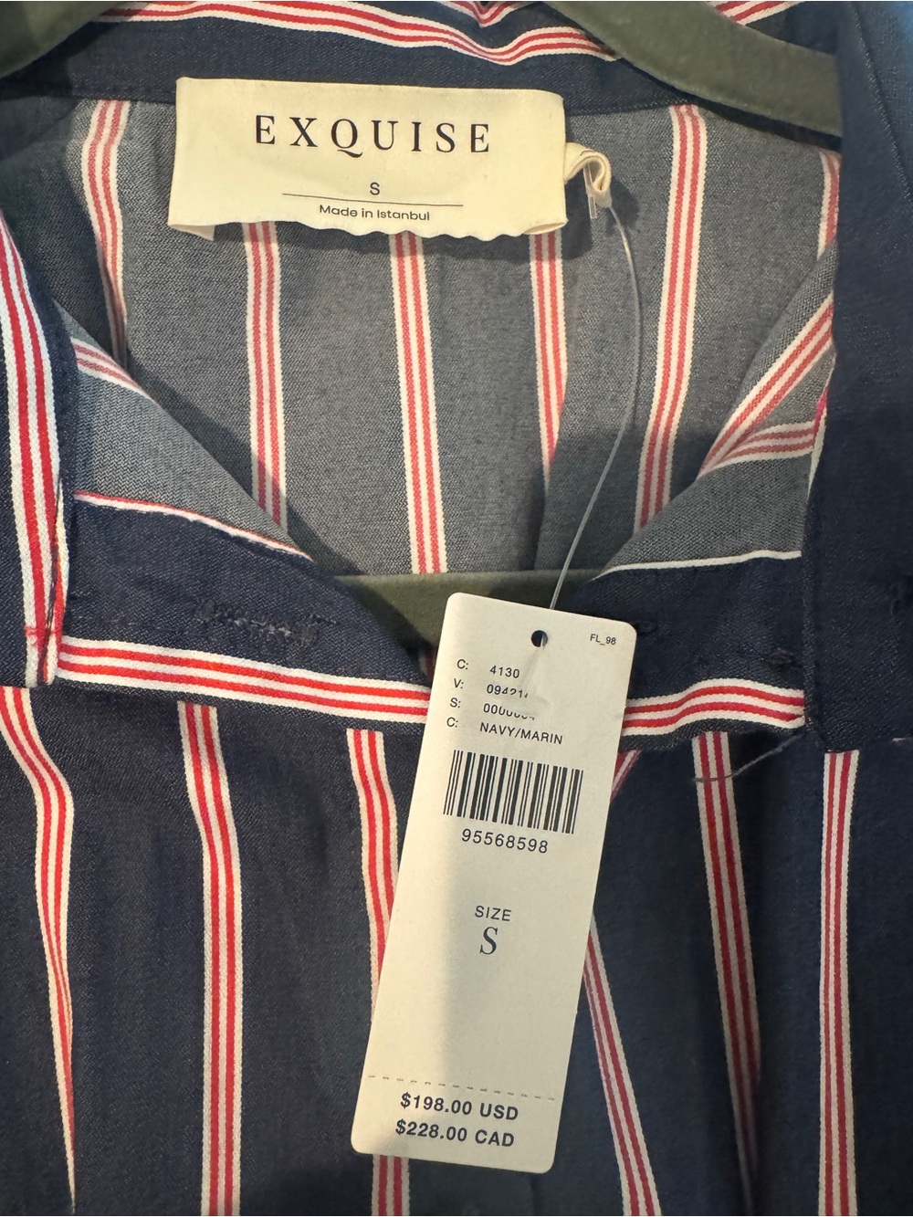 NWT Anthropologie Tobie Striped Navy and red Shirt Dress by Exquise - Picture 2 of 5
